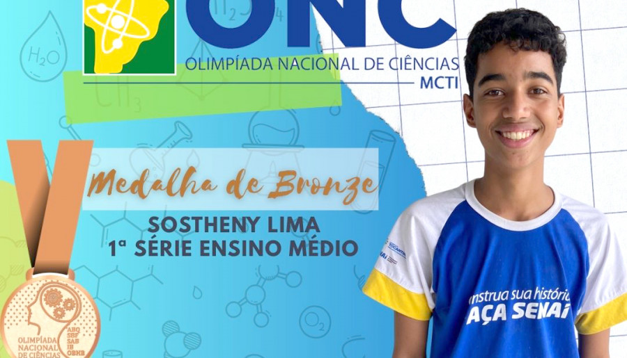 Aluno Sostheny Lima, medalha de bronze, na Olimpíada Nacional de Ciências