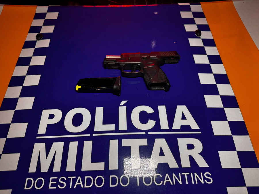 Arma apreendida pela PM após confusão durante bebedeira no setor Jardim Paulista, em Araguaína.