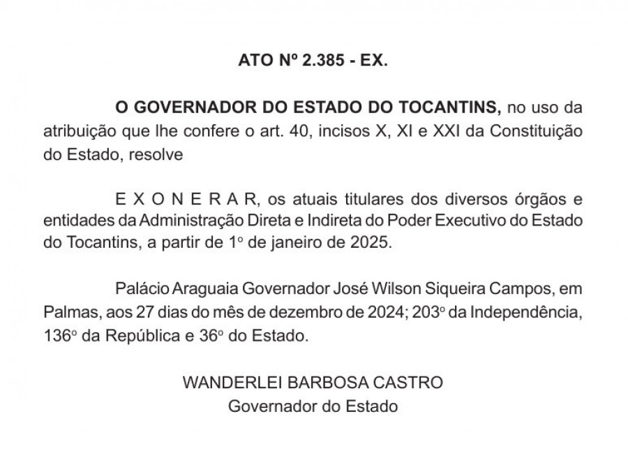 Ato publicado no Diário Oficial 
