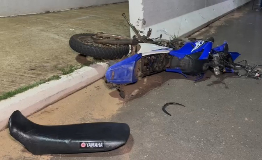 Moto colidiu na mureta da ponte da Via Lago em Araguaína 