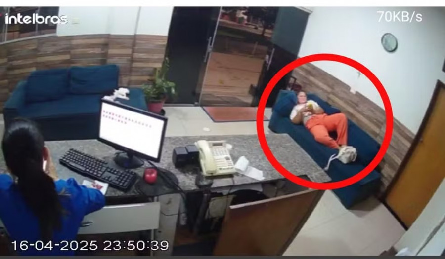 Imagens de câmera de segurança mostram Jordélia Pereira Barbosa em um hotel de Imperatriz — Foto: Reprodução