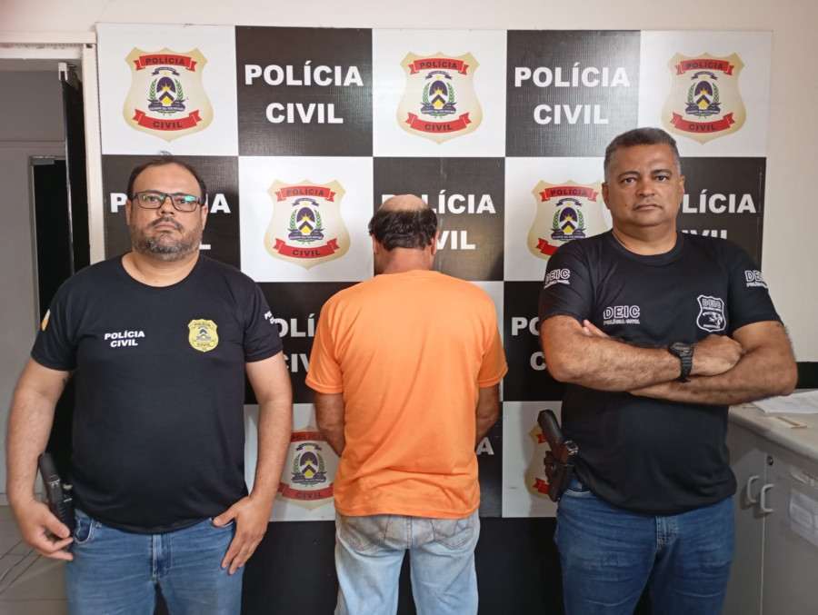  Legenda: Suspeito foi preso após ação integrada da 81ª DP e da 7ª DEIC de Porto Nacional. Foto: PC/TO