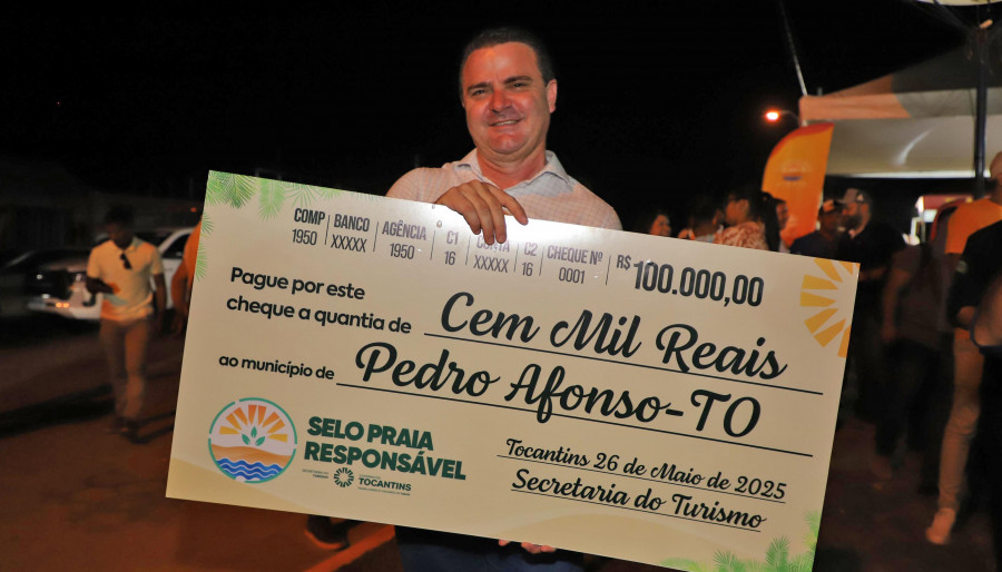 Prefeito de Pedro Afonso,Joaquim Pinheiro, recebeu reconhecimento pelo desempenho exemplar da Praia do Rio Sono, premiada com o Selo Praia Responsável na edição anterior