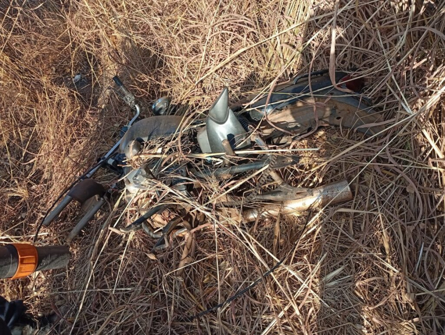Moto estava sem pneus e placa foi encontrada abandonada na região sul de Palmas – Divulgação