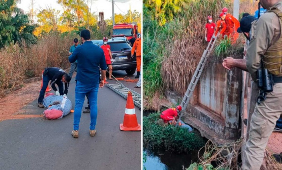 Corpo foi jogado embaixo de uma ponte. / Foto: Montagem