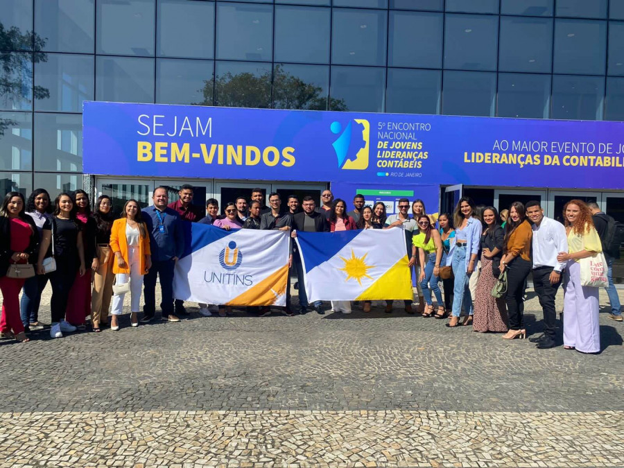 Caravana do curso de Ciências Coontábeis/Câmpus Augustinópolis no V Encontro Nacional de Jovens Lideranças Contábeis, no Rio de Janeiro, em 2022 (Foto: Reprodução/Arquivo)