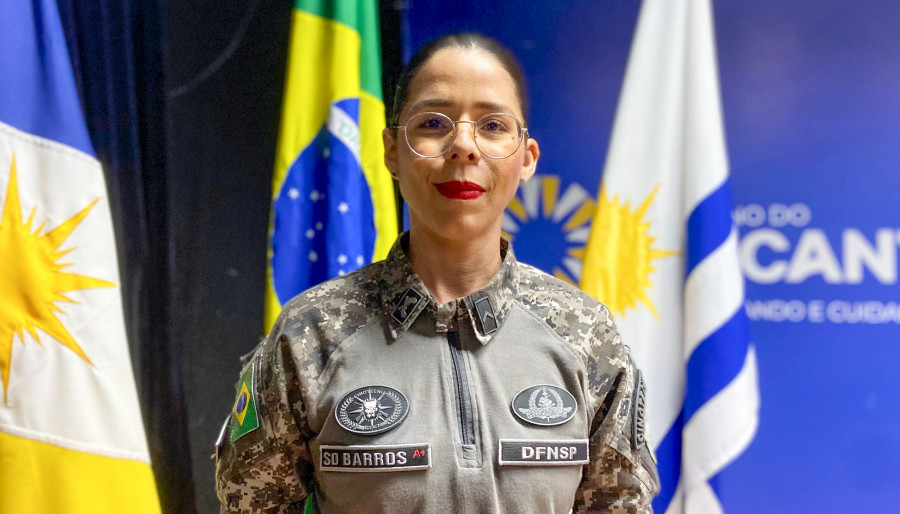 A formanda Jéssica Barros Aguiar comemorou a conclusão do curso, destacando a prontidão, aprendizado e união dos novos integrantes da Força Nacional (Guilherme Lima/Governo do Tocantins)
