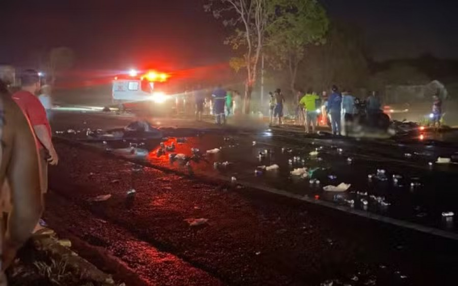 Acidente que deixou pelo menos 7 mortos na BR-153, em Goiás — Foto: Arquivo pessoal/Raphael Gomes