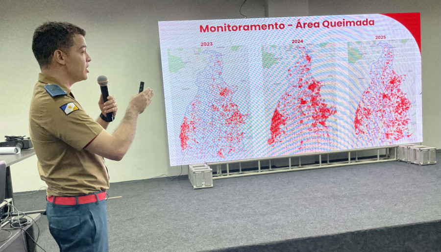  Apresentação do Sistema PROTEGE: Inteligência de Dados na Prevenção, Monitoramento e Proteção contra Incêndios Florestais, mostrando a plataforma inovadora do CBMTO