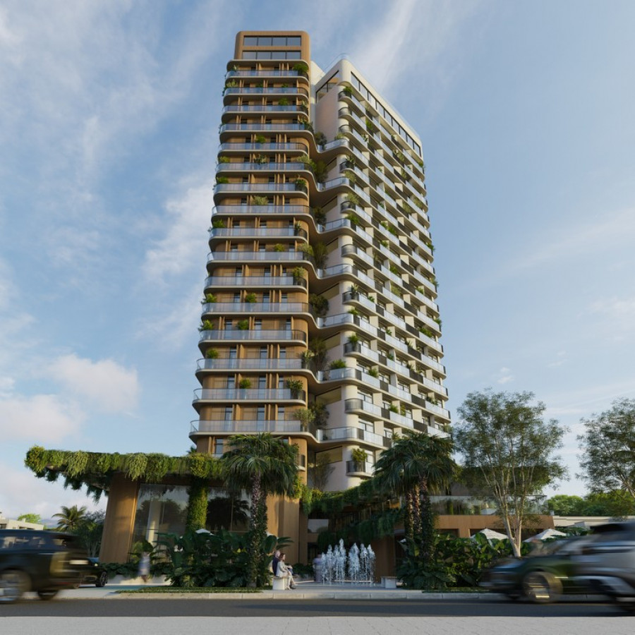 Detalhes da arquitetura inspirada nas curvas do Lago Azul, referência central no projeto do Vértice.