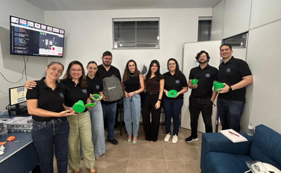 Equipe da startup Wasi Biotech e da Fapt durante visita técnica ao projeto apoiado pelo Programa Centelha 2