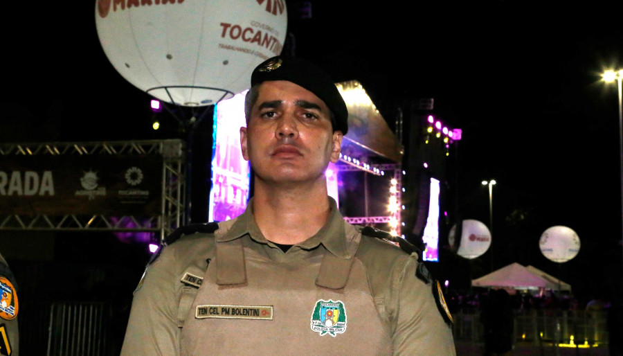 O comandante do 1º Batalhão da Polícia Militar (1º BPM), tenente-coronel Gustavo Bolentini de Araújo Machado, destacou a atuação integrada das forças de segurança durante a realização da festa Foto: Márcio Vieira/Governo do Tocantins