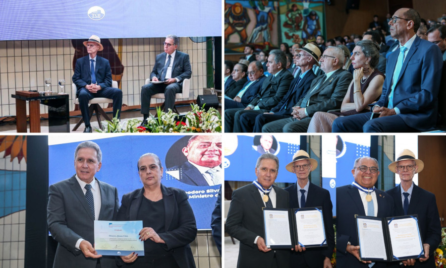 Ministros do STJ recebem o Colar do Mérito Siqueira Campos das mãos do presidente do TCETO, Alberto Sevilha