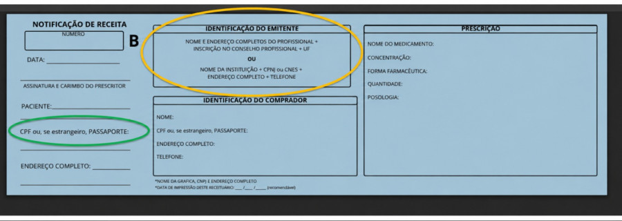 Modelo de receita disponível no site da Anvisa para impressão em gráficas credenciadas