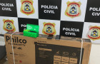  Aparelho de TV foi recuperado pela Polícia Civil na casa do investigado 