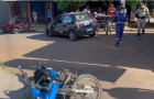 Motociclista foi arremessado após colisão e socorrido pelo Samu em estado grave