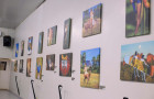Visão parcial da exposição Revive Cerrado, com colagens inéditas de Lia Testa.