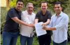 Laurez Moreira anuncia filiação ao PSD ao lado de Gilberto Kassab e Irajá Abreu. 