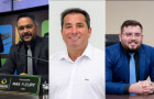 O presidente Max Fleury (MDB) ao lado dos vereadores Matheus Mariano e Israel da Terezona, que declararam apoio à sua reeleição.