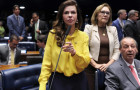 Senadora Professora Dorinha (União-TO) durante relatoria do projeto no Senado