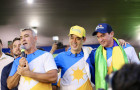 Deputado Amélio Cayres (MDB), deputado federal Vicentinho Júnior (PSDB) e deputado federal Alexandre Guimarães (MDB) durante evento de lançamento da pré-candidatura ao Governo do Tocantins, em Porto Nacional 