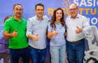 Deputado federal Tiago Dimas (Podemos), senadora Professora Dorinha Seabra (União Brasil) e ex-prefeito Ronaldo Dimas (Podemos) durante encontro em Araguaína