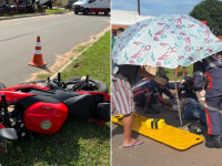 Vítima de 78 anos foi encaminhada em estado grave ao hospital; motociclista também foi atendido