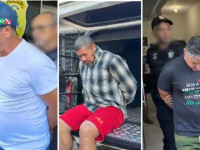 Os três suspeitos presos pela Polícia Civil durante a operação que investiga as mortes no conflito agrário em Araguaína 