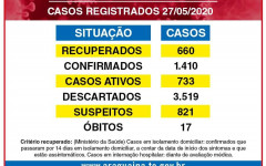Boletim da Secretaria Municipal de Saúde de Araguaína com dados de 27 de maio. 