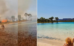 Atrativo turístico Lagoa da Serra foi atingido pelas chamas