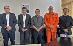 Secretários Jonis Calaça, da Setas, Marcelo Lelis Semarh,  Diogo Borges Presidente da ATM, Coronel Ornelas, comandante-geral do CBMTO e Coronel Edvan de Jesus Silva Presidente do Naturatins