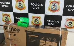  Aparelho de TV foi recuperado pela Polícia Civil na casa do investigado 