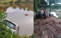 Veículo foi retirado de uma represa na zona rural de Colmeia