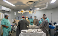 Equipe durante captação no Centro Cirúrgico do HRA