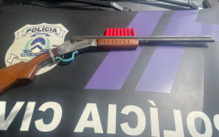 Arma de fogo e munições apreendidas pela Polícia Civil em Araguaína. 