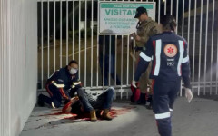 Vítima caiu ao lado do portão do condomínio na Av. Castelo Branco. 