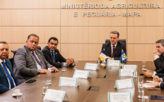 Governador Wanderlei Barbosa esteve acompanhado de equipe tocantinense durante encontro com o ministro Carlos Fávaro, em Brasília 