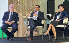  Fábio Vaz foi escolhido para mediar um dos principais painéis do evento, com a participação do presidente do Inep, Manuel Palácios, e da diretora de Avaliação da Educação Básica do Inep, Hilda Linhares 