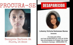 Adolescentes Dannyele e Lohanny, desaparecidas desde sexta-feira (22/08) em Araguaína, foram localizadas com segurança e reencontraram familiares neste sábado (23).