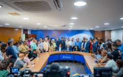 Governador em exercício, Laurez Moreira realiza sua primeira coletiva à imprensa