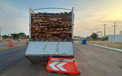 No decorrer da inspeção, foi verificado que o condutor - homem de 52 anos - transportava produto florestal processado de origem nativa (madeira serrada).