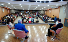  O presidente da ATI Tocantins, Afrânio Villar, representando o governador Laurez Moreira, durante a solenidade de abertura do 2º TocantinsTech
