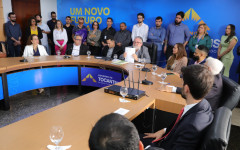 Autoridades e representantes de instituições estaduais, federais e internacionais participam do lançamento do projeto Floresta+ Amazônia - modalidade Conservação, no Palácio Araguaia Governador José Wilson Siqueira Campos, em Palmas.