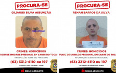 Gildásio Silva Assunção, 47, e Renan Barros da Silva, 26, fugiram da Unidade de Tratamento Penal de Cariri do Tocantins na noite de quinta-feira (25) e seguem foragidos; autoridades pedem informações à população