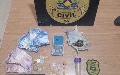Material apreendido pela Polícia Civil durante a prisão das duas mulheres suspeitas de tráfico de drogas em Araguaína