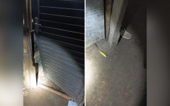 Porta da residência foi arrombada por criminosos durante invasão no Setor Araguaína Sul, em Araguaína