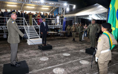 Governador do Tocantins, Wanderlei Barbosa, durante a  passagem de comando da Polícia Militar, nessa terça-feira, 31, em Palmas 