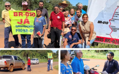 Ato do Movimento Pró-BR-010 em Palmas: adesivos foram colados em veículos para cobrar conclusão da rodovia 