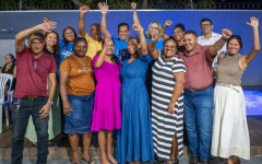 Pré-candidato a deputado federal Fábio Vaz durante reunião com professores e lideranças em Araguaína