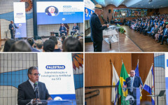 Ministros do STJ Afrânio Vilela e Teodoro Silva Santos durante evento no TCETO, em Palmas